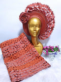 Orange and purple Striped rose flower Gele Headtie & Wrap