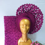 Purple Diamond Flower Gele 