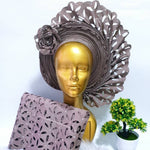 Purple rose flower Gele Headtie & Wrap